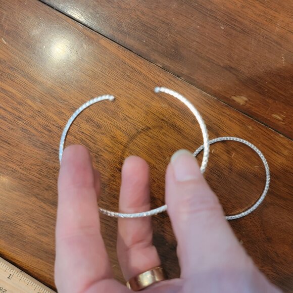 2 PC Set Silver & CZ Studded Wrap Bracelets - Picture 6 of 10